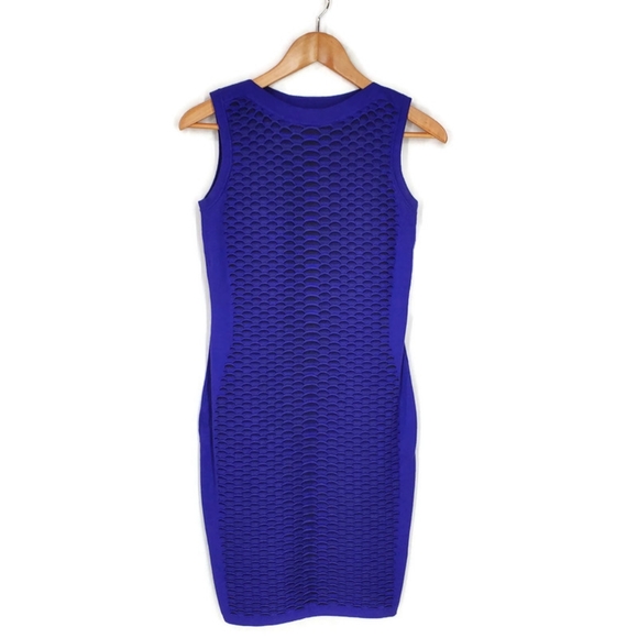 Karen Millen Bodycon Sleeveless Textured Dress Women's Size 3 Purple/Black Party - Picture 4 of 13